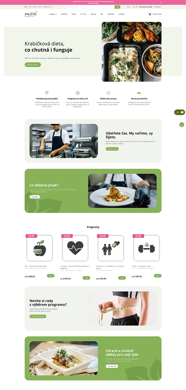E-shop PapaFood před redesignem