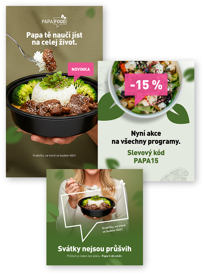 Ukázka sociálních sítí PapaFood